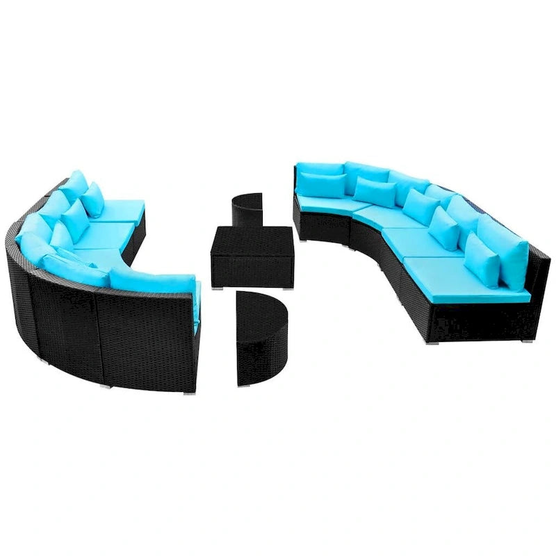 Patio Furniture Sectional Sofa with Cushions Poly Rattan