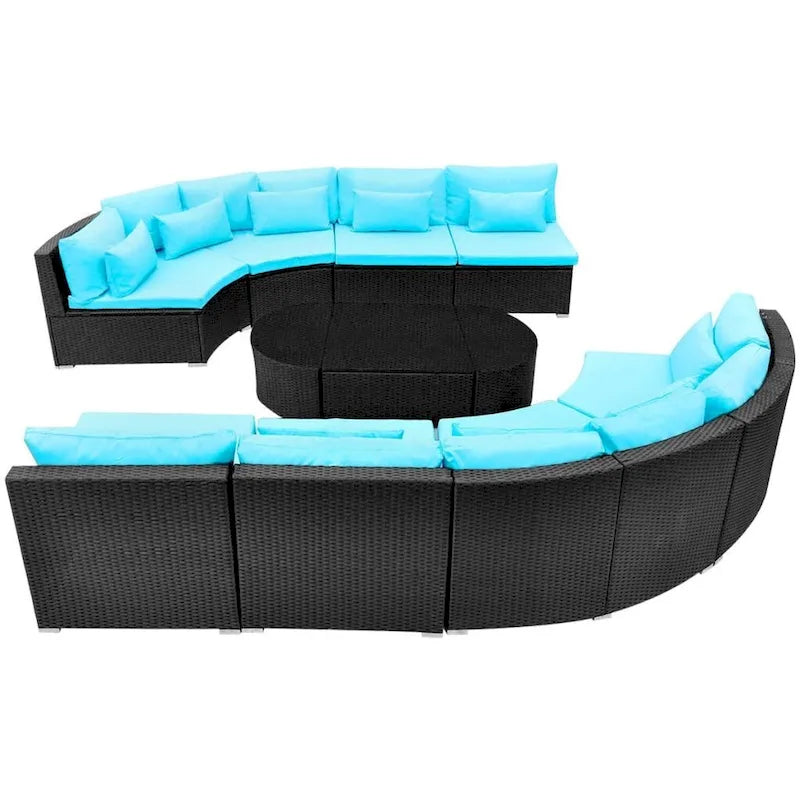 Patio Furniture Sectional Sofa with Cushions Poly Rattan