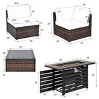 Costway 6PCS Patio Rattan Furniture Set 42 Fire Pit Table Cover Sofa - See Details