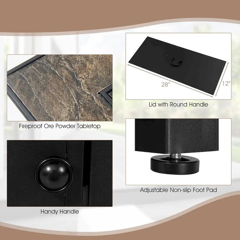 Costway 6PCS Patio Rattan Furniture Set 42 Fire Pit Table Cover Sofa - See Details