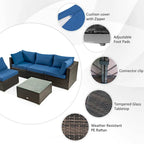 Costway 6PCS Patio Rattan Furniture Set 42 Fire Pit Table Cover Sofa - See Details