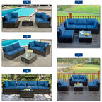 Costway 6PCS Patio Rattan Furniture Set 42 Fire Pit Table Cover Sofa - See Details