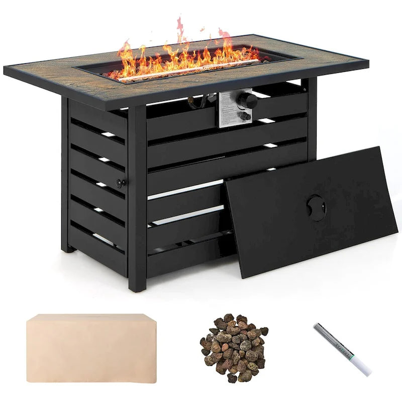 Costway 6PCS Patio Rattan Furniture Set 42 Fire Pit Table Cover Sofa - See Details