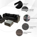 Costway 6PCS Patio Rattan Furniture Set 42 Fire Pit Table Cover Sofa - See Details