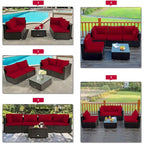 Costway 6PCS Patio Rattan Furniture Set 42 Fire Pit Table Cover Sofa - See Details