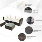 Costway 6PCS Patio Rattan Furniture Set 42 Fire Pit Table Cover Sofa - See Details