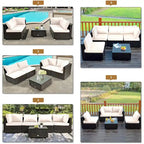 Costway 6PCS Patio Rattan Furniture Set 42 Fire Pit Table Cover Sofa - See Details