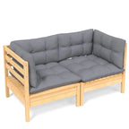 vidaXL Solid Wood Pine 2-Seater Patio Sofa with Cushions Seat Multi Colors - 25 x 25 x 24.6