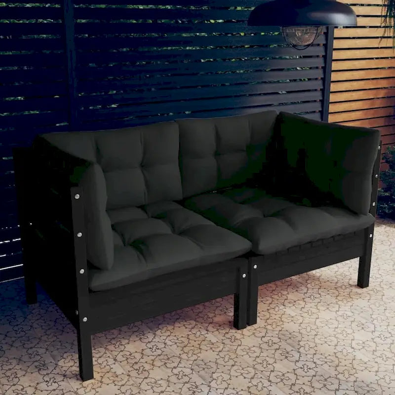 vidaXL Solid Wood Pine 2-Seater Patio Sofa with Cushions Seat Multi Colors - 25 x 25 x 24.6