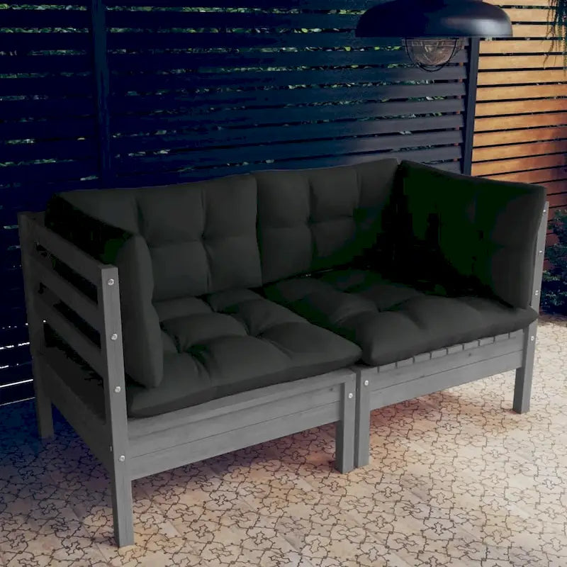 vidaXL Solid Wood Pine 2-Seater Patio Sofa with Cushions Seat Multi Colors - 25 x 25 x 24.6