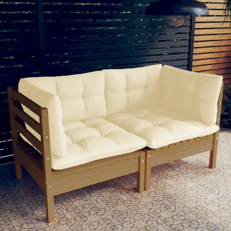 vidaXL Solid Wood Pine 2-Seater Patio Sofa with Cushions Seat Multi Colors - 25 x 25 x 24.6