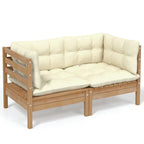 vidaXL Solid Wood Pine 2-Seater Patio Sofa with Cushions Seat Multi Colors - 25 x 25 x 24.6