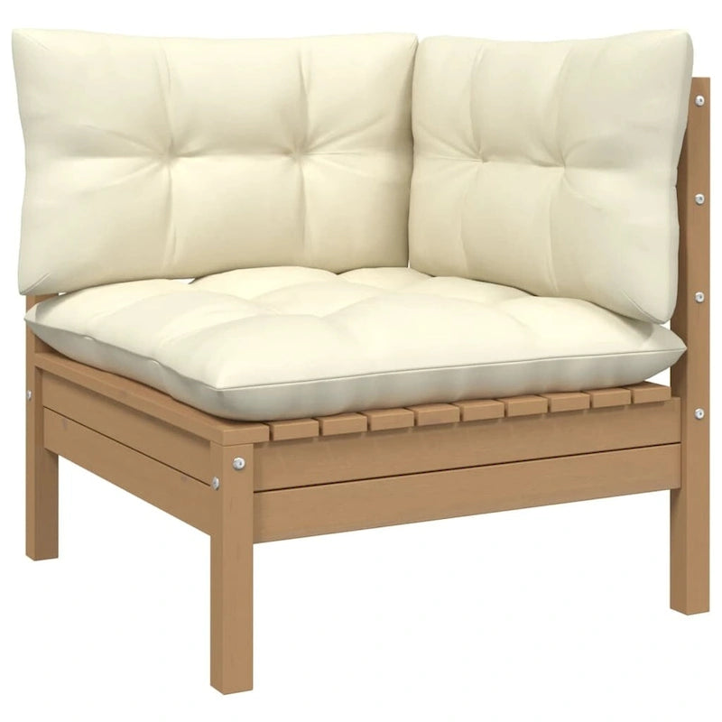 vidaXL Solid Wood Pine 2-Seater Patio Sofa with Cushions Seat Multi Colors - 25 x 25 x 24.6