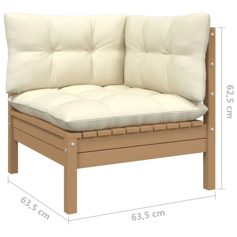 vidaXL Solid Wood Pine 2-Seater Patio Sofa with Cushions Seat Multi Colors - 25 x 25 x 24.6
