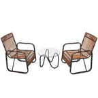 Gymax 3PCS Rattan Patio Conversation Set Bistro Furniture Set w/ Glass - See Details