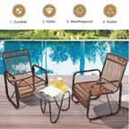 Gymax 3PCS Rattan Patio Conversation Set Bistro Furniture Set w/ Glass - See Details