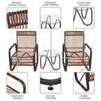 Gymax 3PCS Rattan Patio Conversation Set Bistro Furniture Set w/ Glass - See Details