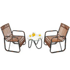 Gymax 3PCS Rattan Patio Conversation Set Bistro Furniture Set w/ Glass - See Details