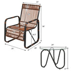 Gymax 3PCS Rattan Patio Conversation Set Bistro Furniture Set w/ Glass - See Details