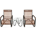 Gymax 3PCS Rattan Patio Conversation Set Bistro Furniture Set w/ Glass - See Details