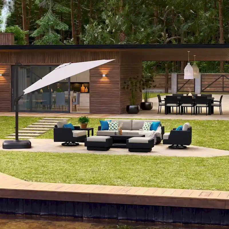 Portofino Comfort 18 Piece Sunbrella Outdoor Motion Wood Estate Set