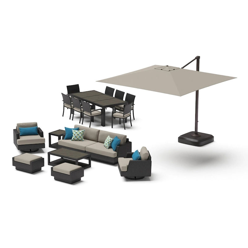 Portofino Comfort 18 Piece Sunbrella Outdoor Motion Wood Estate Set