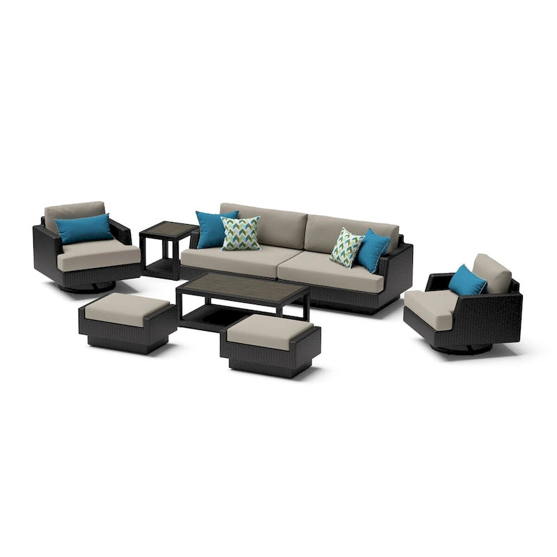 Portofino Comfort 18 Piece Sunbrella Outdoor Motion Wood Estate Set