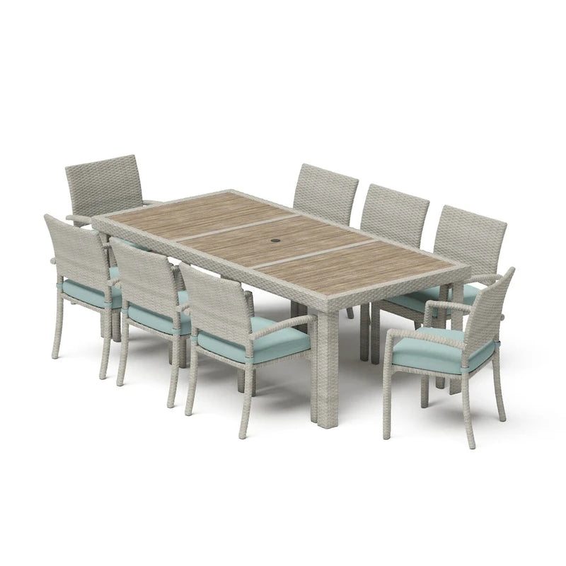 Portofino Comfort 18 Piece Sunbrella Outdoor Motion Wood Estate Set