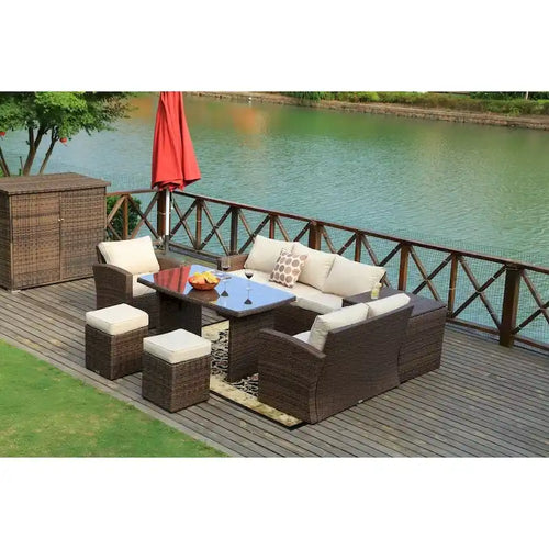 7-Piece Patio Furniture Set with Side Storage Box