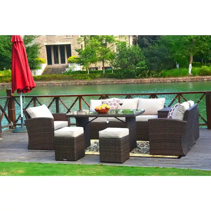 7-Piece Patio Furniture Set with Side Storage Box