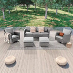 Patio Gray Rattan Outdoor Furniture Swivel Rocking Sofa