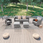 Patio Gray Rattan Outdoor Furniture Swivel Rocking Sofa