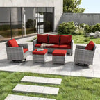 Patio Gray Rattan Outdoor Furniture Swivel Rocking Sofa
