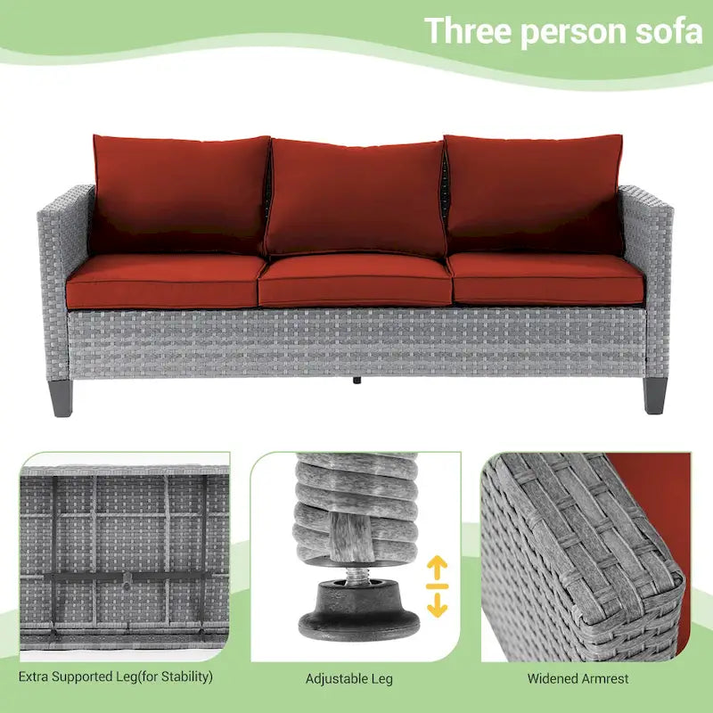 Patio Gray Rattan Outdoor Furniture Swivel Rocking Sofa