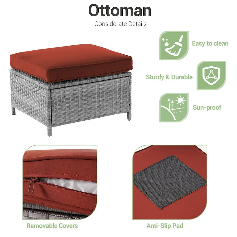Patio Gray Rattan Outdoor Furniture Swivel Rocking Sofa
