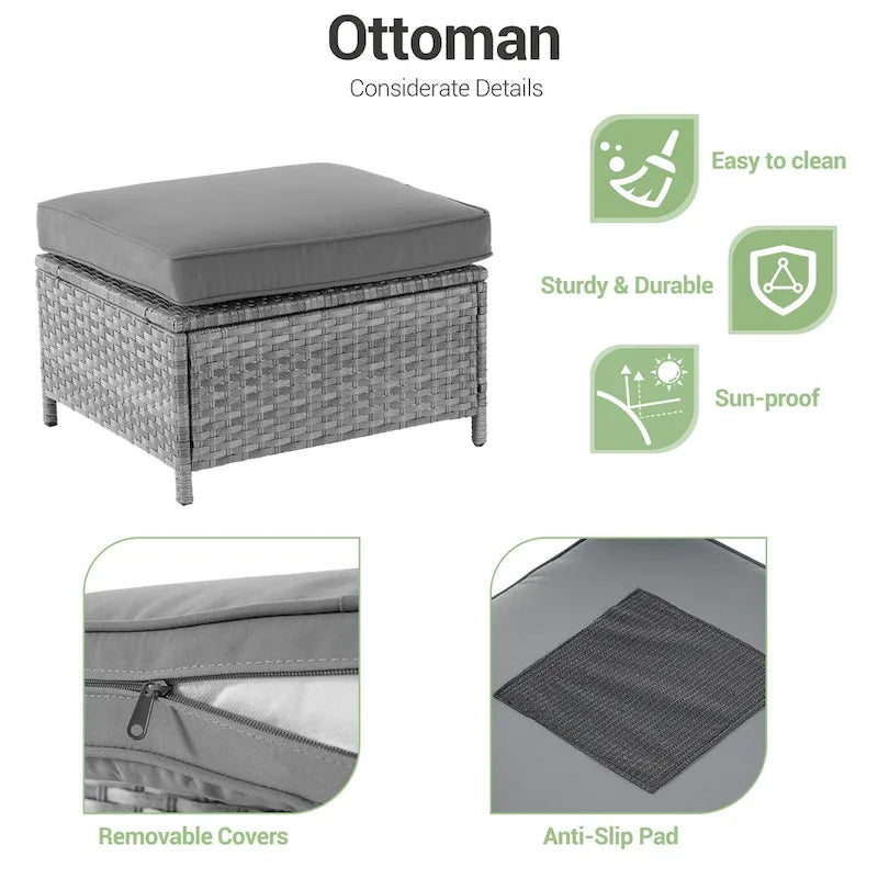 Patio Gray Rattan Outdoor Furniture Swivel Rocking Sofa