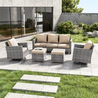 Patio Gray Rattan Outdoor Furniture Swivel Rocking Sofa