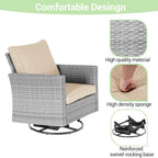 Patio Gray Rattan Outdoor Furniture Swivel Rocking Sofa