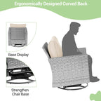 Patio Gray Rattan Outdoor Furniture Swivel Rocking Sofa