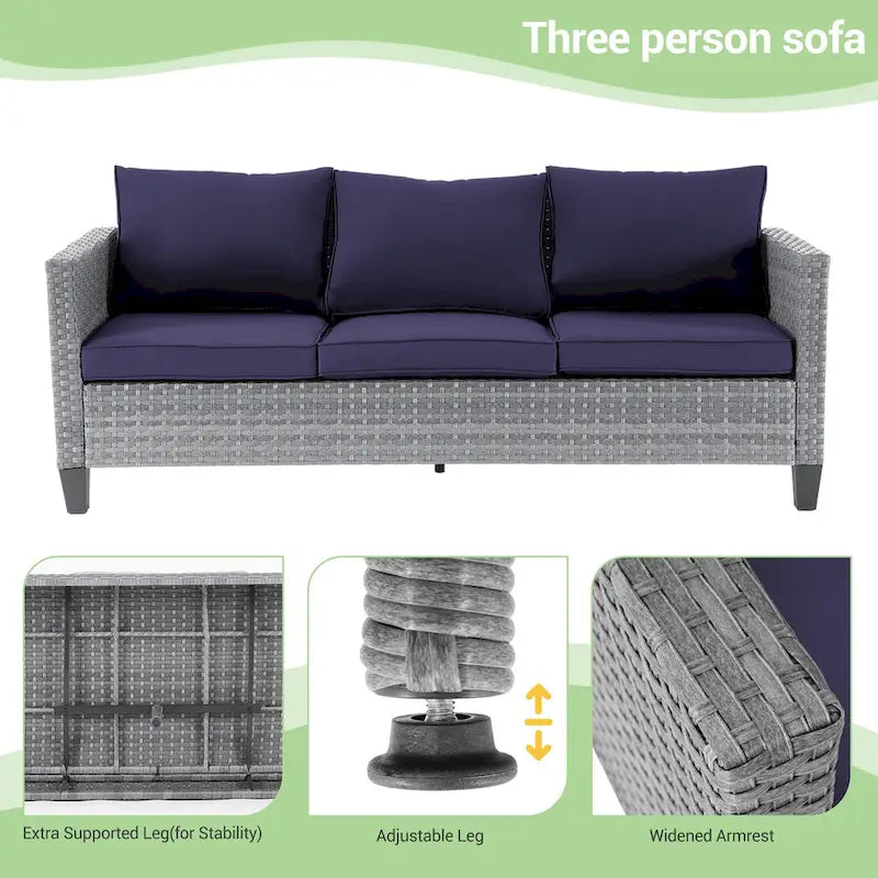 Patio Gray Rattan Outdoor Furniture Swivel Rocking Sofa