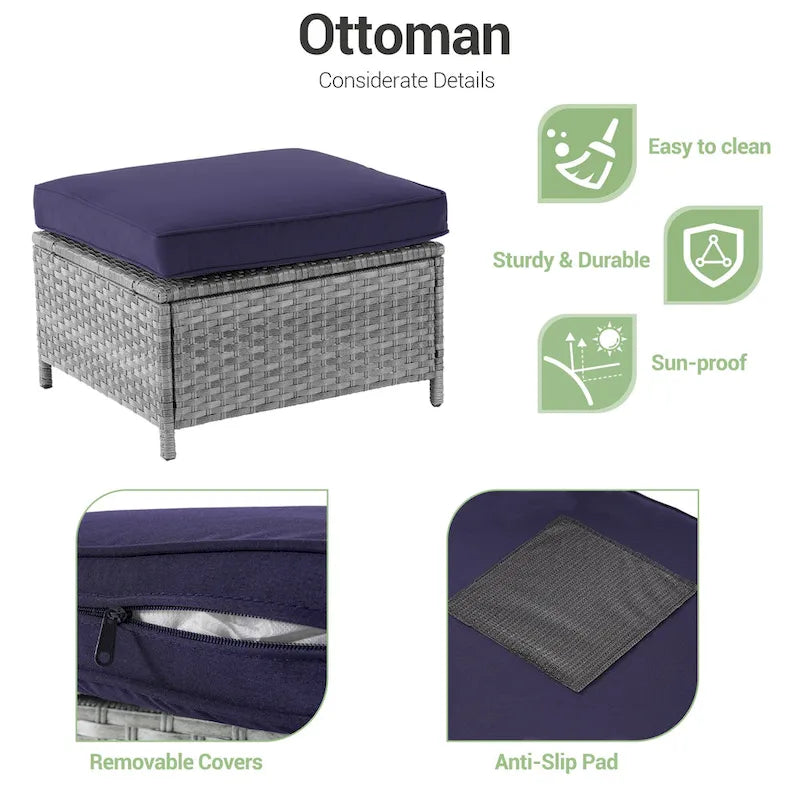 Patio Gray Rattan Outdoor Furniture Swivel Rocking Sofa