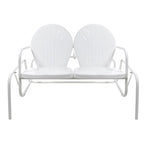 48.25 Outdoor Retro 2-Person Metal Tulip Double Glider Patio Chair White