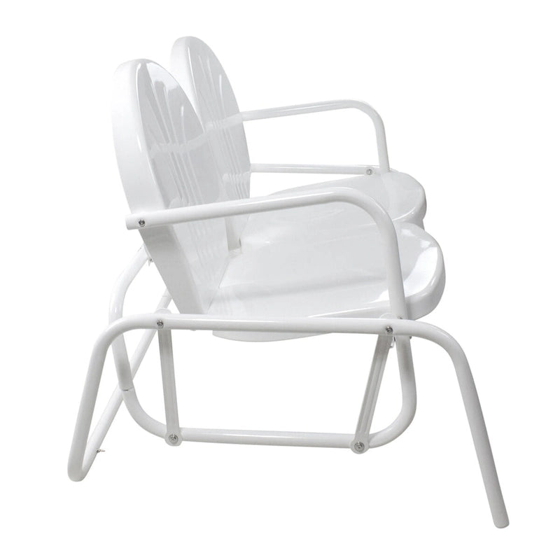 48.25 Outdoor Retro 2-Person Metal Tulip Double Glider Patio Chair White