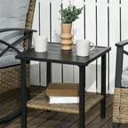 3 Piece Patio Wicker Rocking Chair Set with Cushioned and Coffee Table