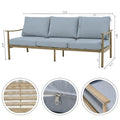 Aluminum Patio Conversation, 3-Seat Outdoor Couch with Ottomans and Coffee Table