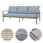 Aluminum Patio Conversation, 3-Seat Outdoor Couch with Ottomans and Coffee Table