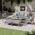 Aluminum Patio Conversation, 3-Seat Outdoor Couch with Ottomans and Coffee Table