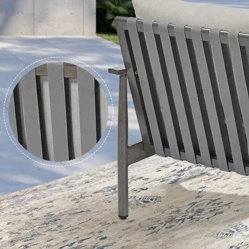 Aluminum Patio Conversation, 3-Seat Outdoor Couch with Ottomans and Coffee Table