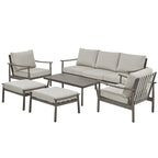 Aluminum Patio Conversation, 3-Seat Outdoor Couch with Ottomans and Coffee Table