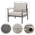 Aluminum Patio Conversation, 3-Seat Outdoor Couch with Ottomans and Coffee Table